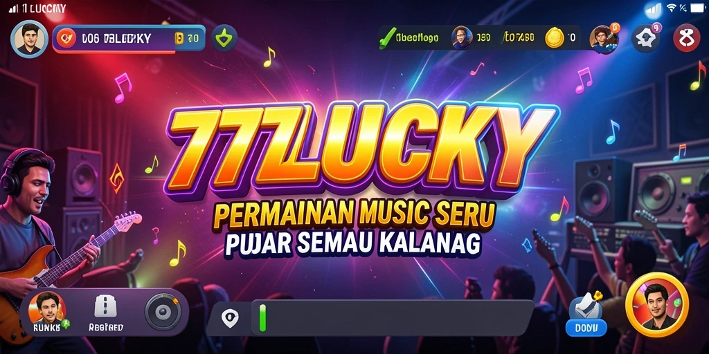 Tampilan gameplay seru dari 777LUCKY dengan momen bermain musik.