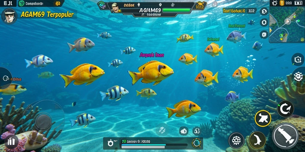 Gameplay AGAM69 dengan tampilan menembak ikan yang seru.