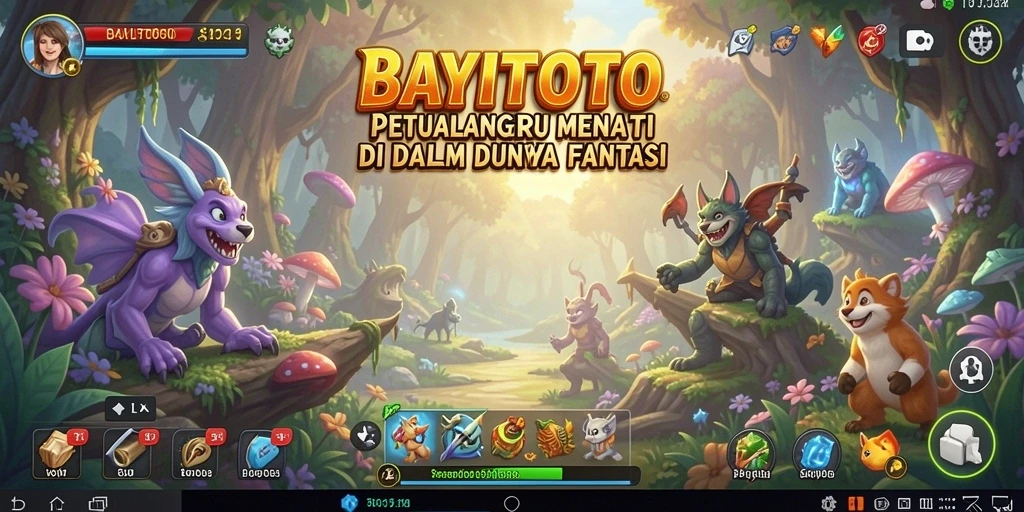 Tampilan gameplay <strong>BAYITOTO</strong> dengan karakter menjelajah dunia fantasi yang menakjubkan.