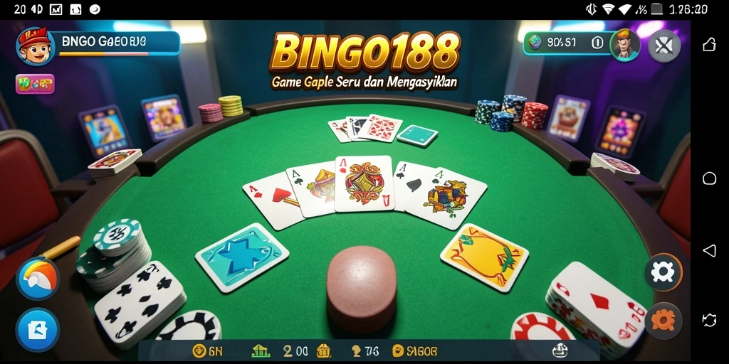 Screenshot gameplay BINGO188 menampilkan serunya permainan Gaple.