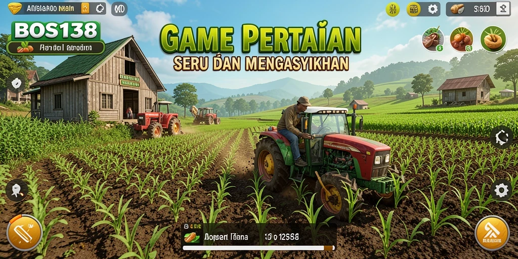 Screenshot gameplay BOS138 menampilkan aktivitas bertani yang seru dan dinamis.
