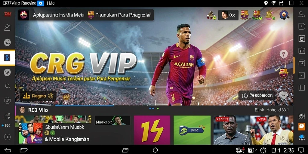 Screenshot gameplay CR7VIP yang menunjukkan antarmuka musik yang interaktif.