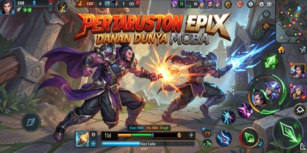Tangkapan layar gameplay E88 menampilkan aksi seru dari karakter MOBA.