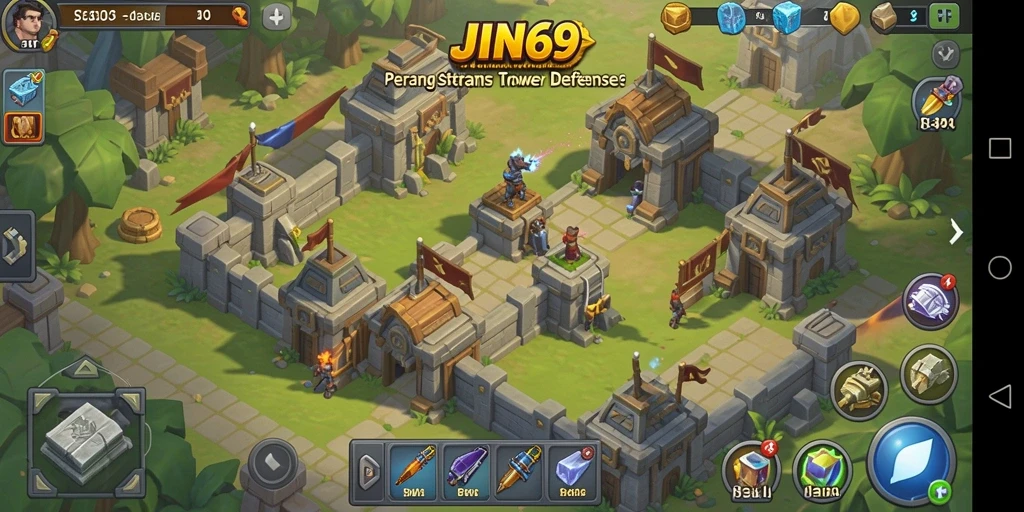 Tampilan gameplay menarik di <strong>JIN69</strong> menunjukkan aksi Tower Defense yang seru.