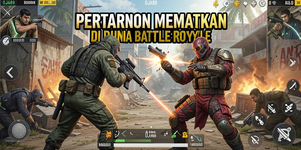 Menampilkan aksi intens dalam gameplay Battle Royale OJA89.