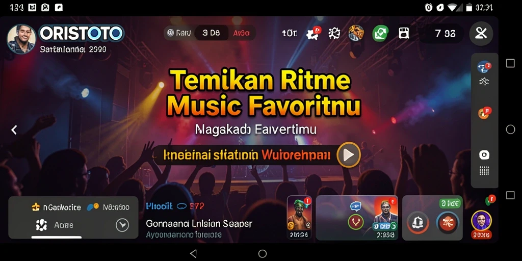 Screenshot utama ORISTOTO menampilkan gameplay interaktif berfokus pada musik.