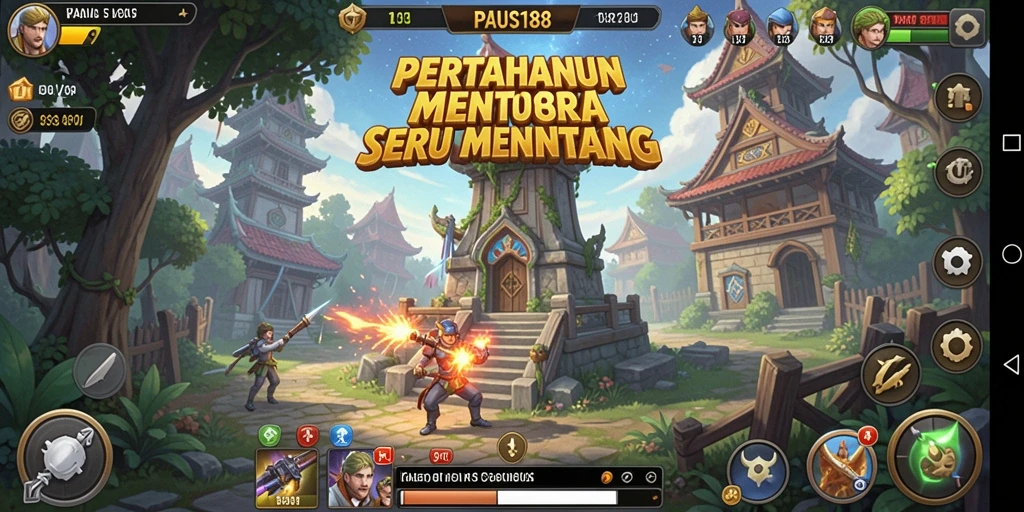 Tangkapan layar gameplay PAUS188 yang menunjukkan aksi pertahanan menara yang dinamis.