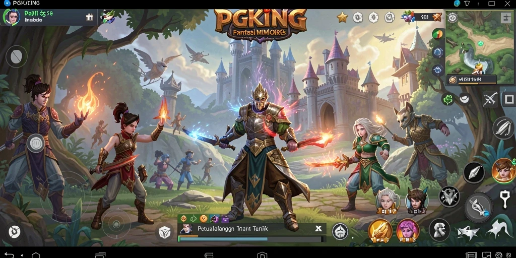 Tangkapan layar gameplay PGKING menampilkan aksi pertempuran mendebarkan di dunia fantasi.