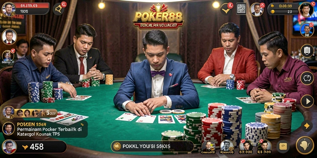 Tangkapan layar POKER88 menunjukkan gameplay yang mendebarkan dan penuh strategi.