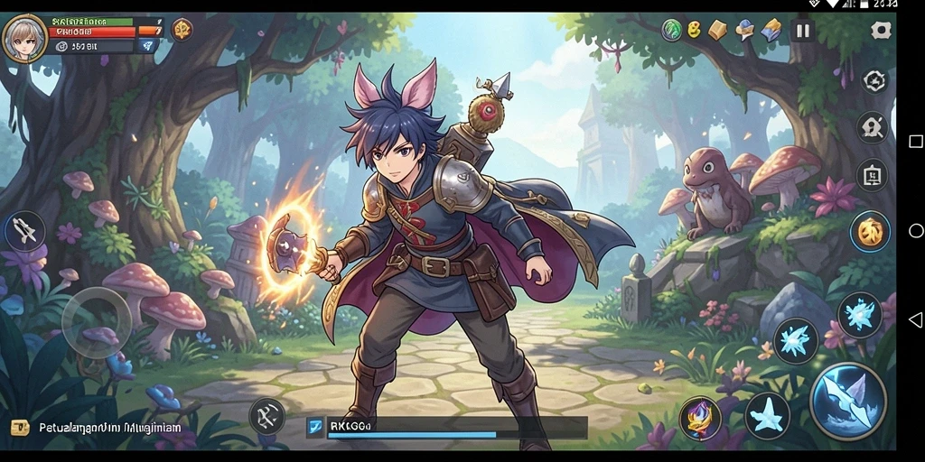 Screenshot gameplay yang menampilkan karakter anime dalam aksi dinamis.