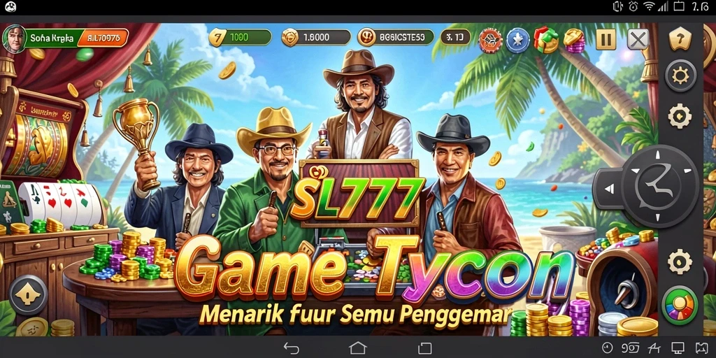 Tangkapan layar utama SL777 menampilkan gameplay Tycoon yang menantang.