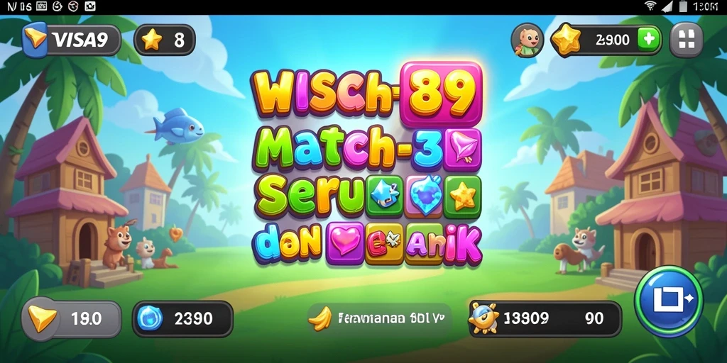 Screenshot gameplay VISA89 yang menampilkan aksi mencocokkan permata.