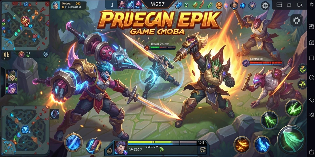 Tampilan gameplay WG87 yang mendebarkan dalam pertempuran MOBA.